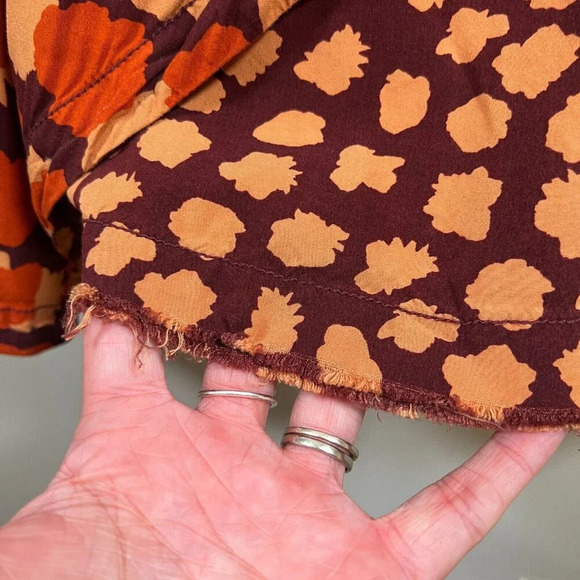 Anthropologie Jennifer Midi Faux Wrap Skirt Size 4 Orange Leopard Print Work - Picture 7 of 11